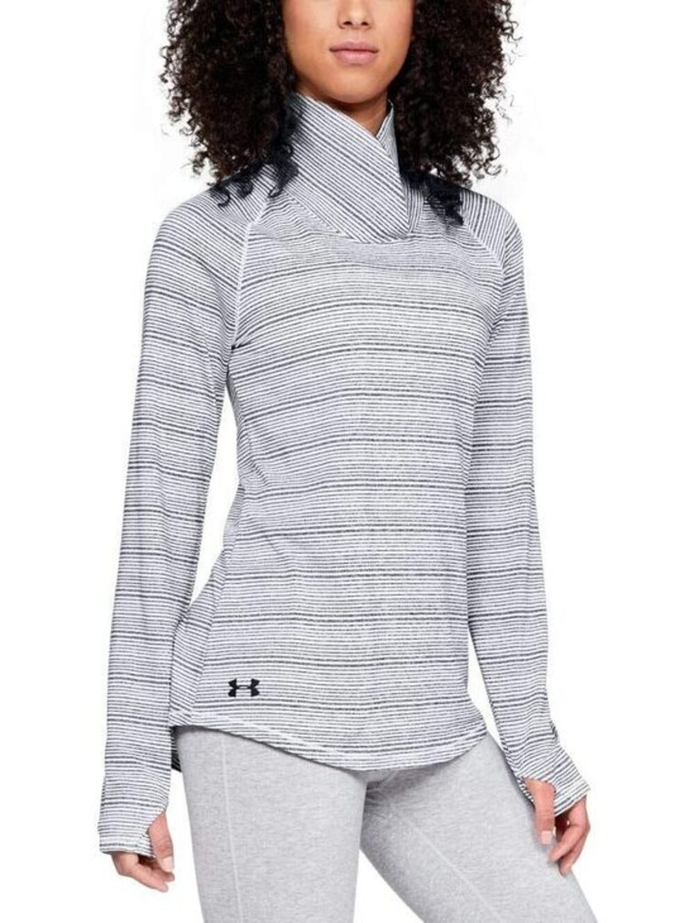 Under Armour Womens Small Striped Funnel Neck Pullover ColdGear Sweater